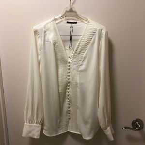 NWT T Tahari White Long Sleeve Blouse, Small